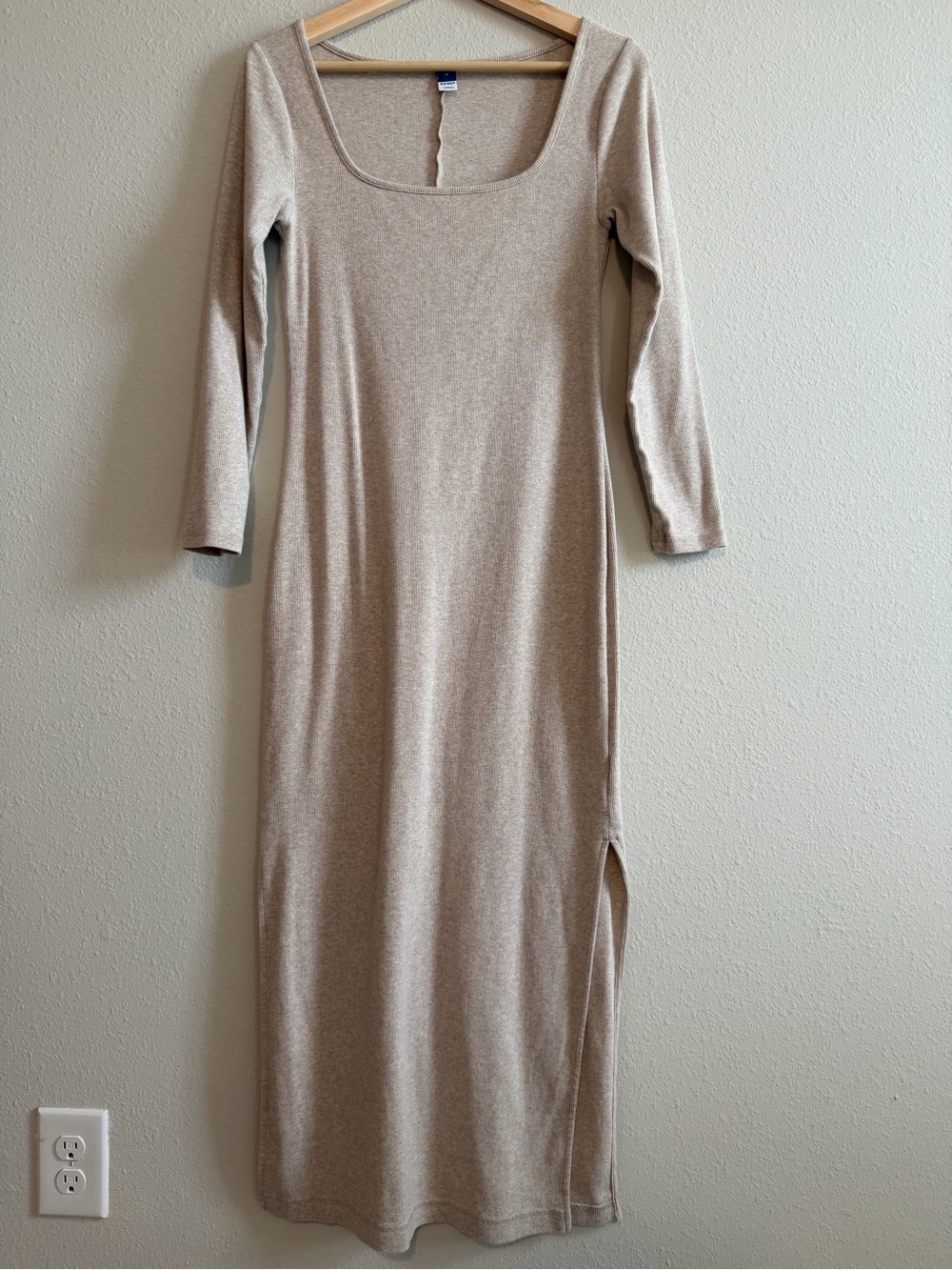 Old Navy Neutral Beige Scoop-Neck Maxi Dress with Side Slit